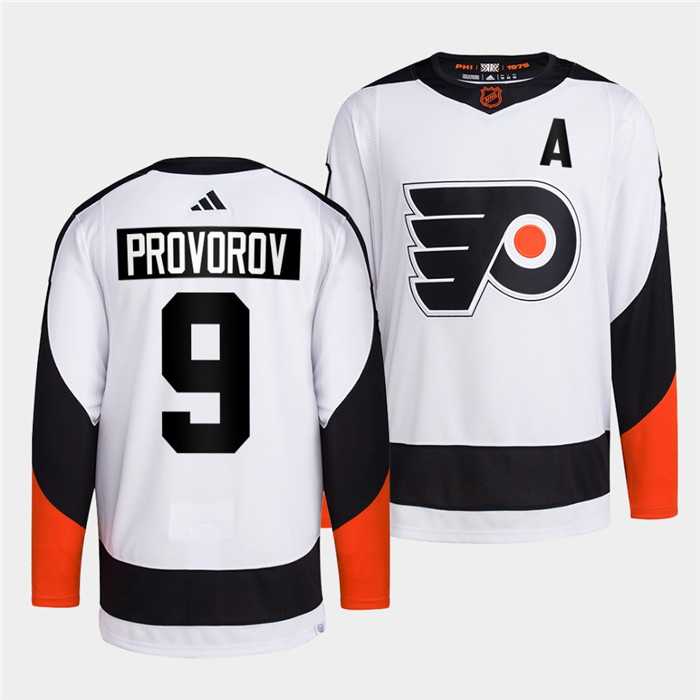 Men%27s Philadelphia Flyers #9 Ivan Provorov White 2022 Reverse Retro Stitched Jersey Dzhi->philadelphia flyers->NHL Jersey